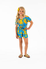 Blue & Marigold Romper - Sparkle in Pink
