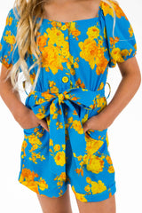 Blue & Marigold Romper - Sparkle in Pink