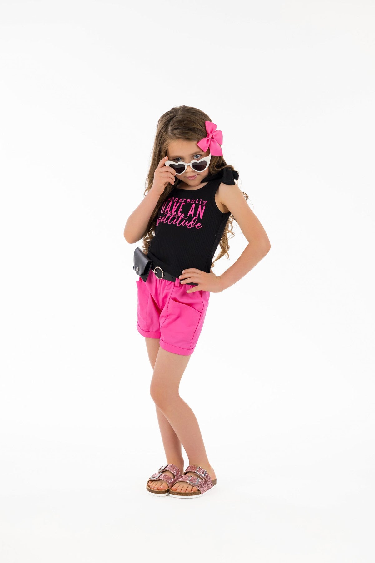 "So Apparently I Have An Attitude" Pink Short Set - Sparkle in Pink