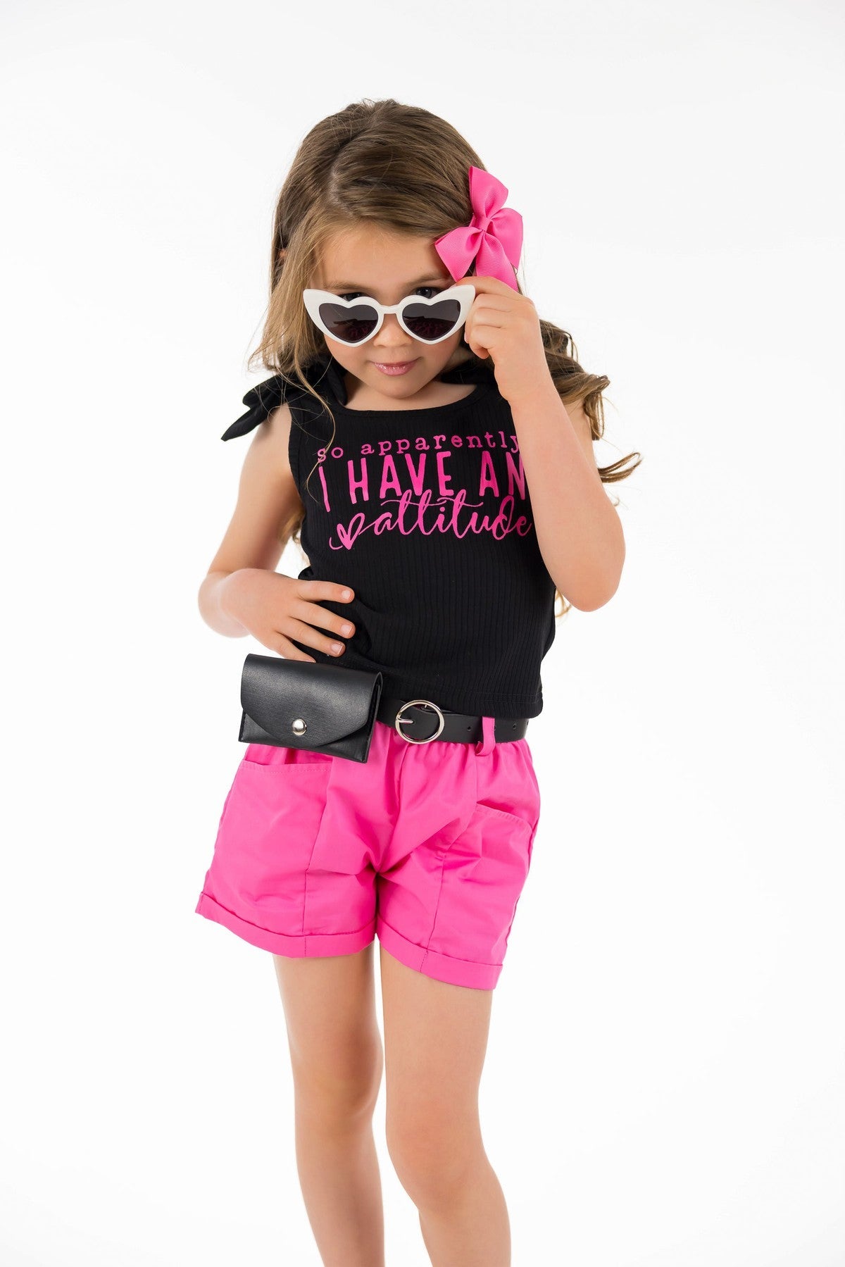 "So Apparently I Have An Attitude" Pink Short Set - Sparkle in Pink