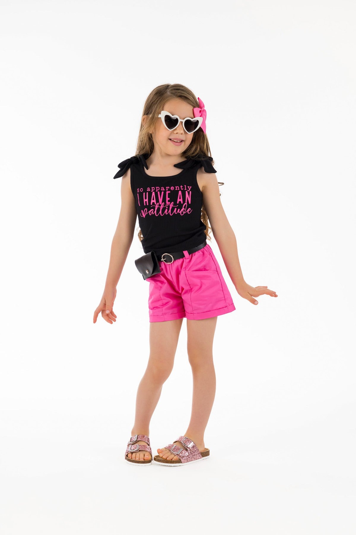 "So Apparently I Have An Attitude" Pink Short Set - Sparkle in Pink