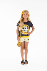 "Wild Child" Crochet Denim Short Set - Sparkle in Pink