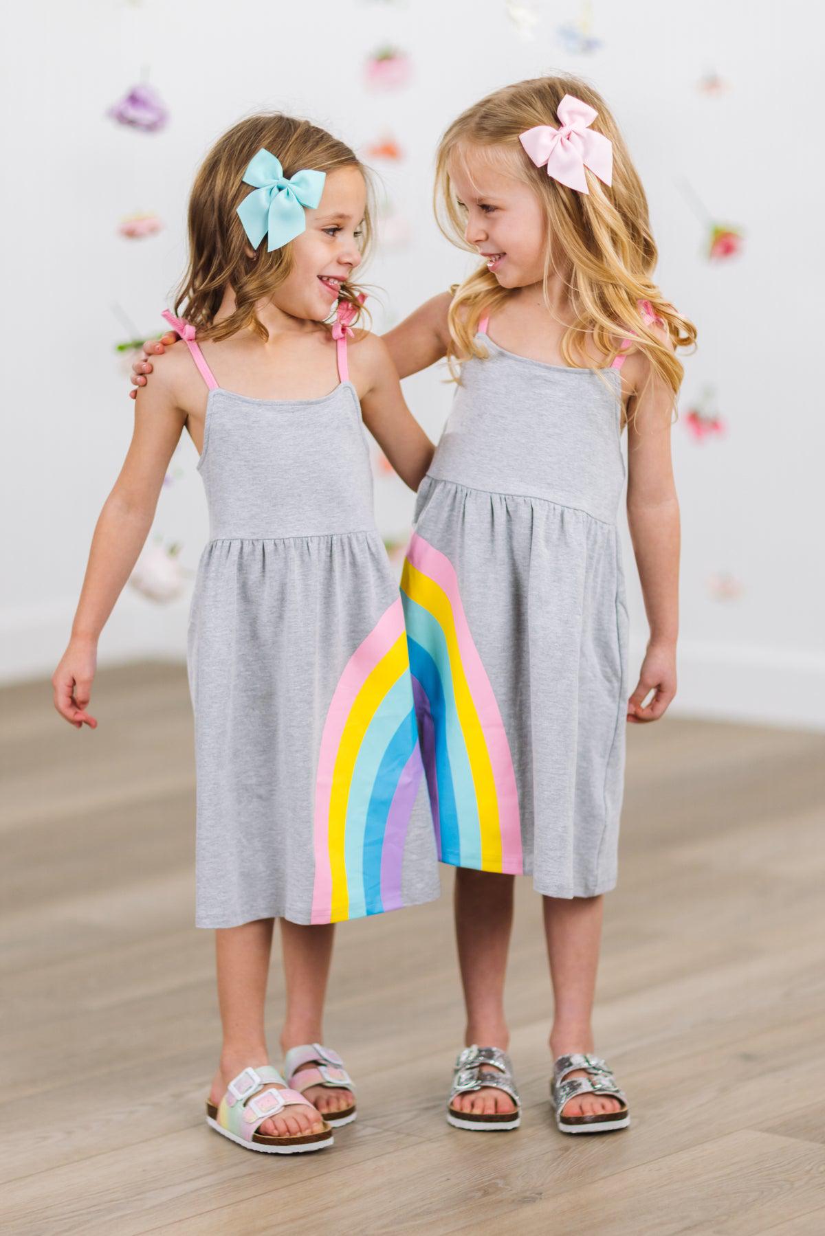Best Friends Gray Rainbow Dress