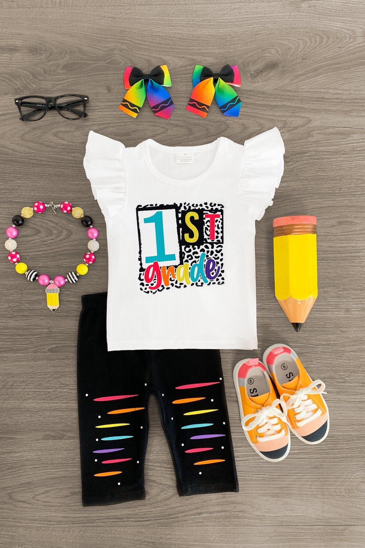 "Pre-K - 6th Grade" Capri Legging Set - Sparkle in Pink