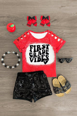 "Pre-K - Fifth Grade Vibes" Sequin Short Set - Sparkle in Pink