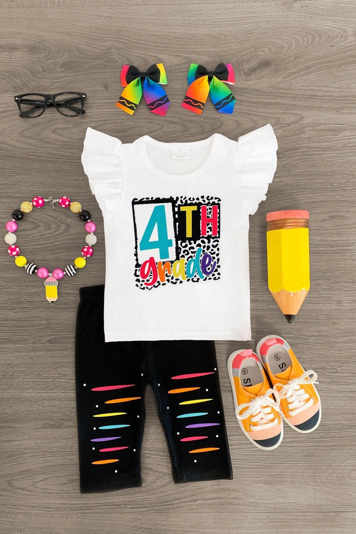 "Pre-K - 6th Grade" Capri Legging Set - Sparkle in Pink