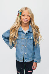 "Be Kind" Denim Jacket - Sparkle in Pink