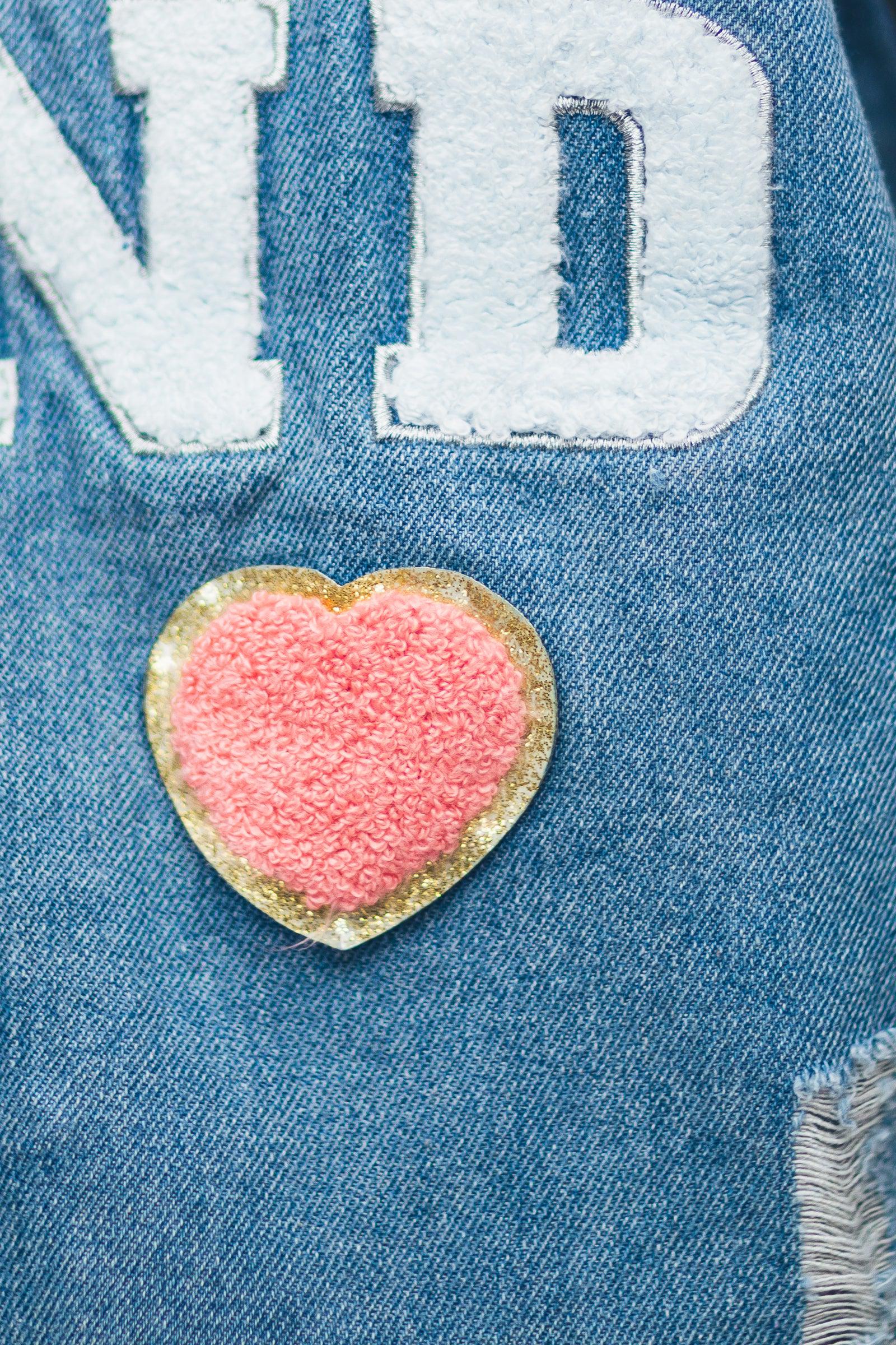 "Be Kind" Denim Jacket - Sparkle in Pink