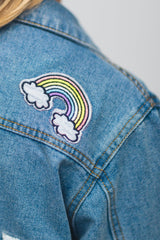 "Be Kind" Denim Jacket - Sparkle in Pink