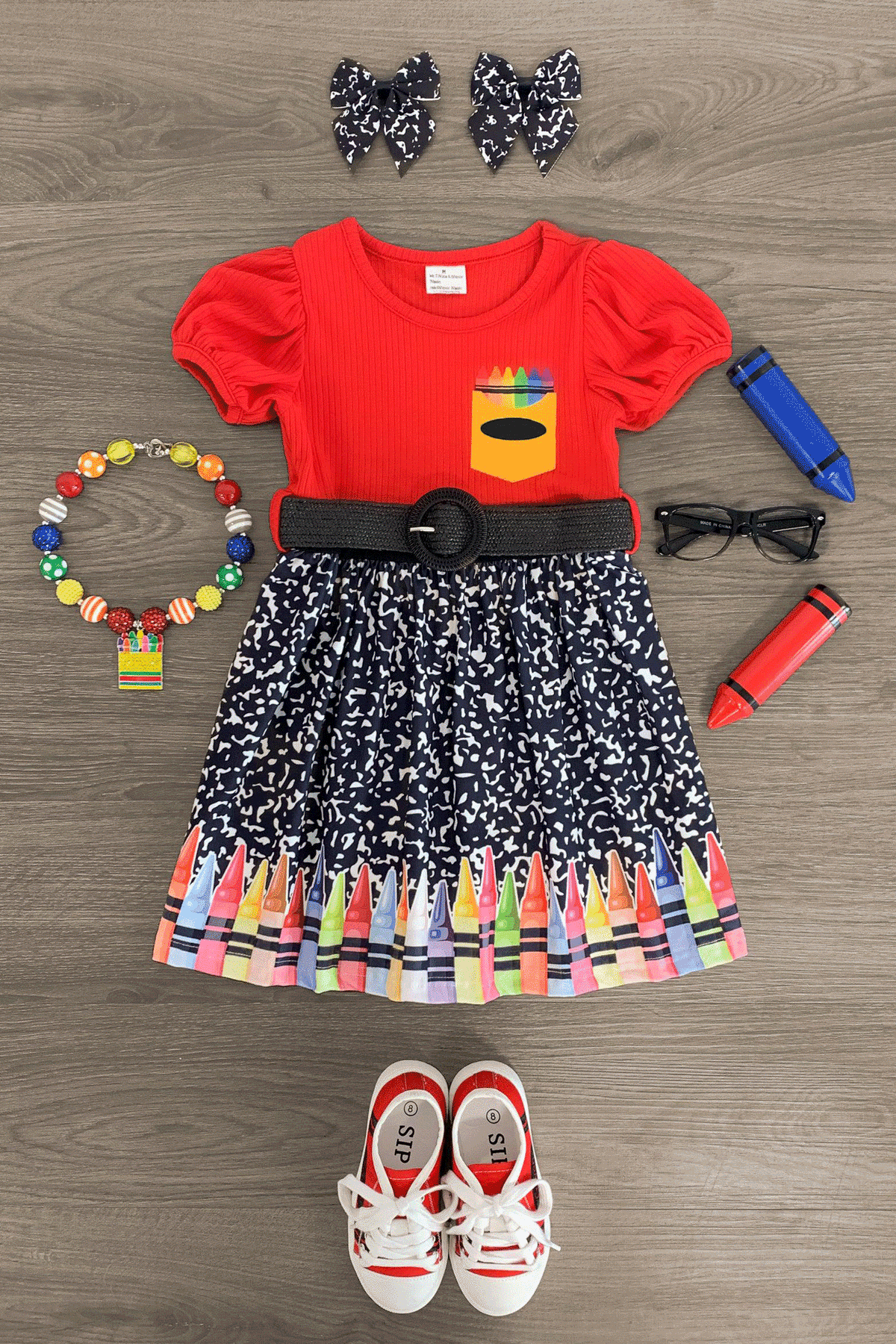 Composition Crayon Dress - Sparkle in Pink