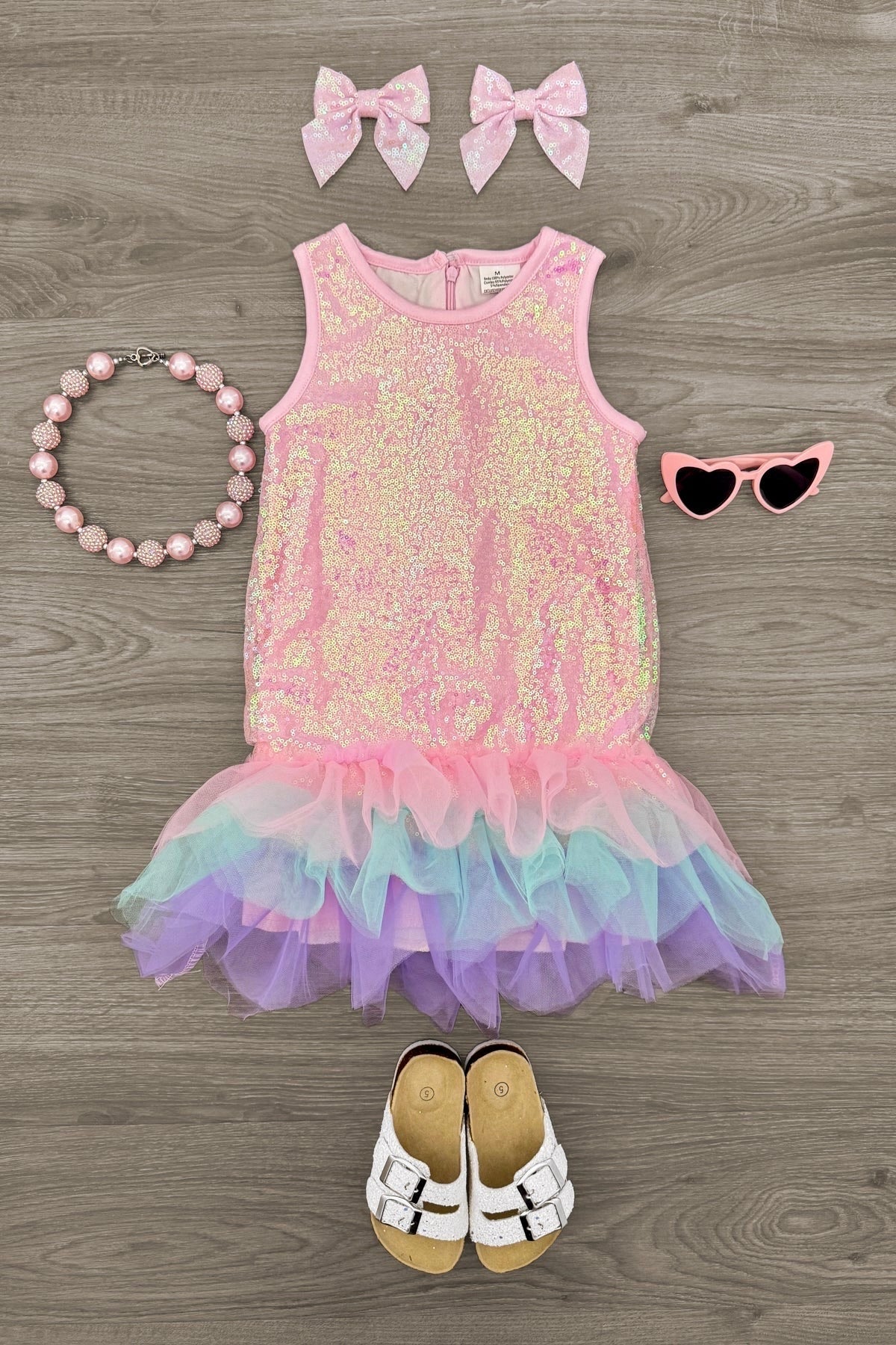 Pastel Pink Sequin Tutu Tank Dress