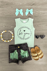 "Be You..." Sequin Denim Short Set