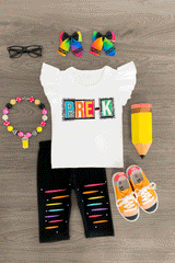 "Pre-K - 6th Grade" Capri Legging Set - Sparkle in Pink