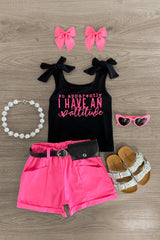 "So Apparently I Have An Attitude" Pink Short Set - Sparkle in Pink