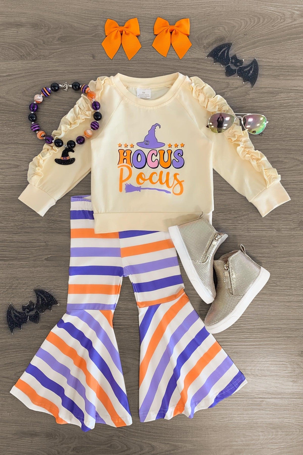 "Hocus Pocus" Striped Bell Bottom Set - Sparkle in Pink