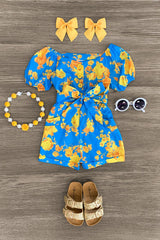 Blue & Marigold Romper - Sparkle in Pink