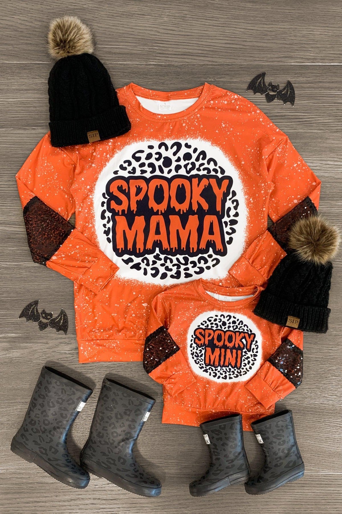 Mom & Me - "Spooky Mama & Mini" Orange Sequin Top - Sparkle in Pink