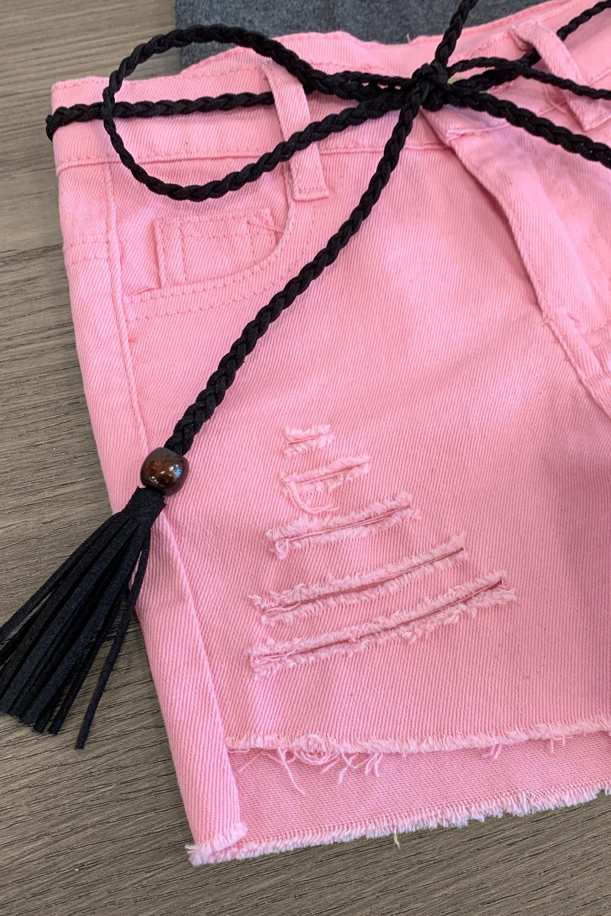 "ABCD" Pink Denim Short Set