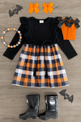 Black & Orange Plaid Dress - Sparkle in Pink