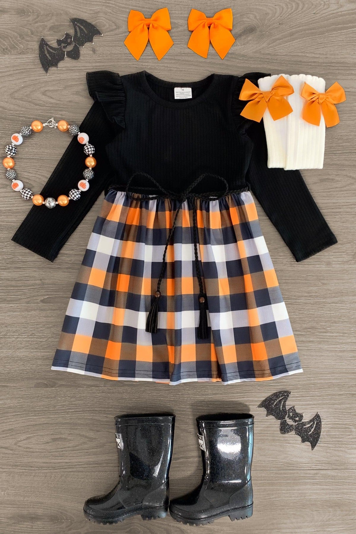 Black & Orange Plaid Dress - Sparkle in Pink