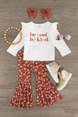 "Be Cool. Be Kind." Floral Bell Bottom Set - Sparkle in Pink