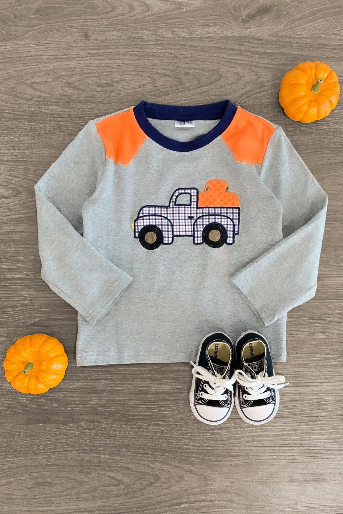 Plaid Pumpkin Truck Top - Sparkle in Pink
