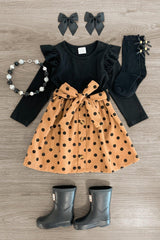Brown & Black Polka Dot Dress - Sparkle in Pink