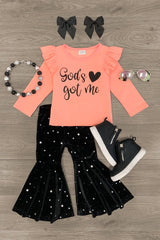 "God's Got Me" Bell Bottom Set - Sparkle in Pink