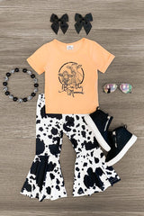 "Not In The Mooood" Coral Cow Bell Bottom Set - Sparkle in Pink
