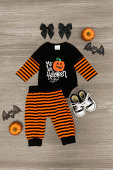 "My 1st Halloween" Pumpkin Onesie Set - Sparkle in Pink