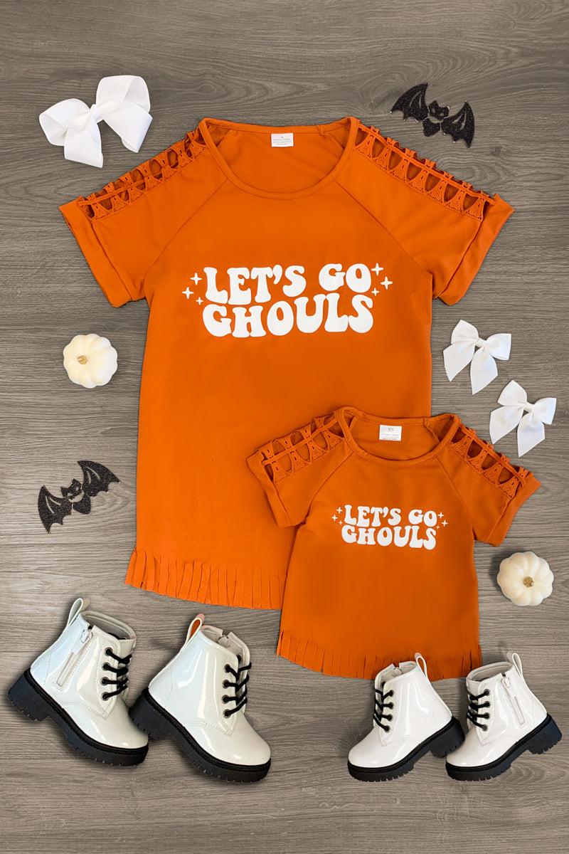 Mom & Me - "Let's Go Ghouls" Fringe Top - Sparkle in Pink