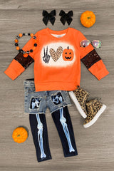 Peace Love Halloween Legging & Short Set - Sparkle in Pink