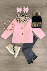 Pink Cheetah Fur Button Up Coat - Sparkle in Pink