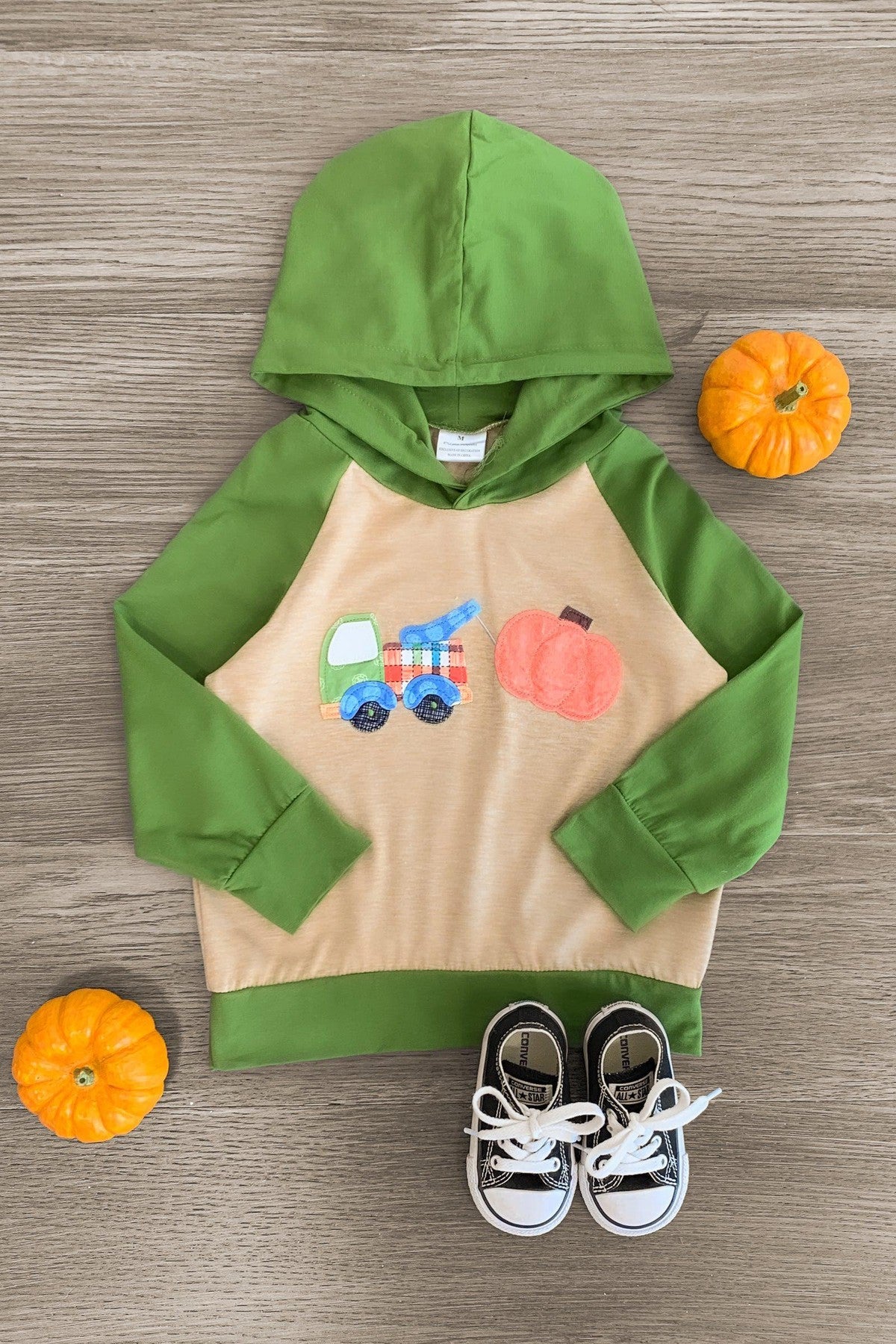 Green & Tan Pumpkin Truck Hoodie - Sparkle in Pink