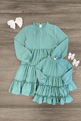 Mom & Me - Dusty Teal Swiss Dot Dress - Sparkle in Pink