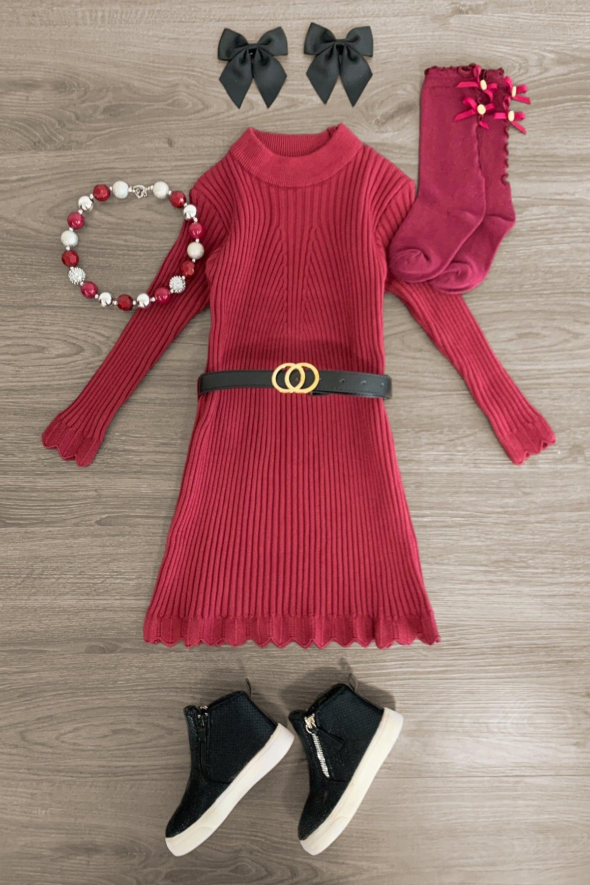 Ribbed Sweater Dress - Sparkle in Pink