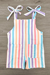 White Striped Tie Overall Set