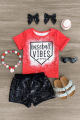 "Baseball Vibes" Sequin Short Set - Sparkle in Pink