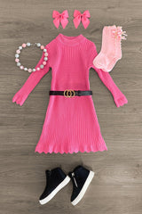 Ribbed Sweater Dress - Sparkle in Pink