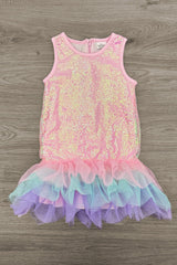 Pastel Pink Sequin Tutu Tank Dress
