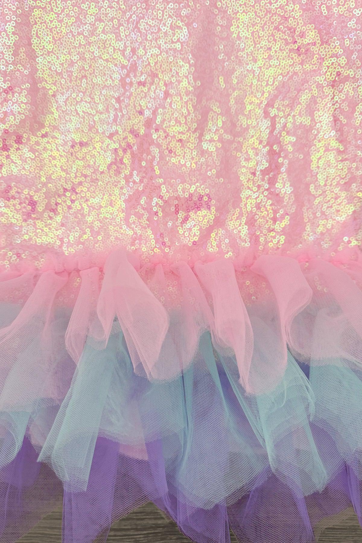 Pastel Pink Sequin Tutu Tank Dress