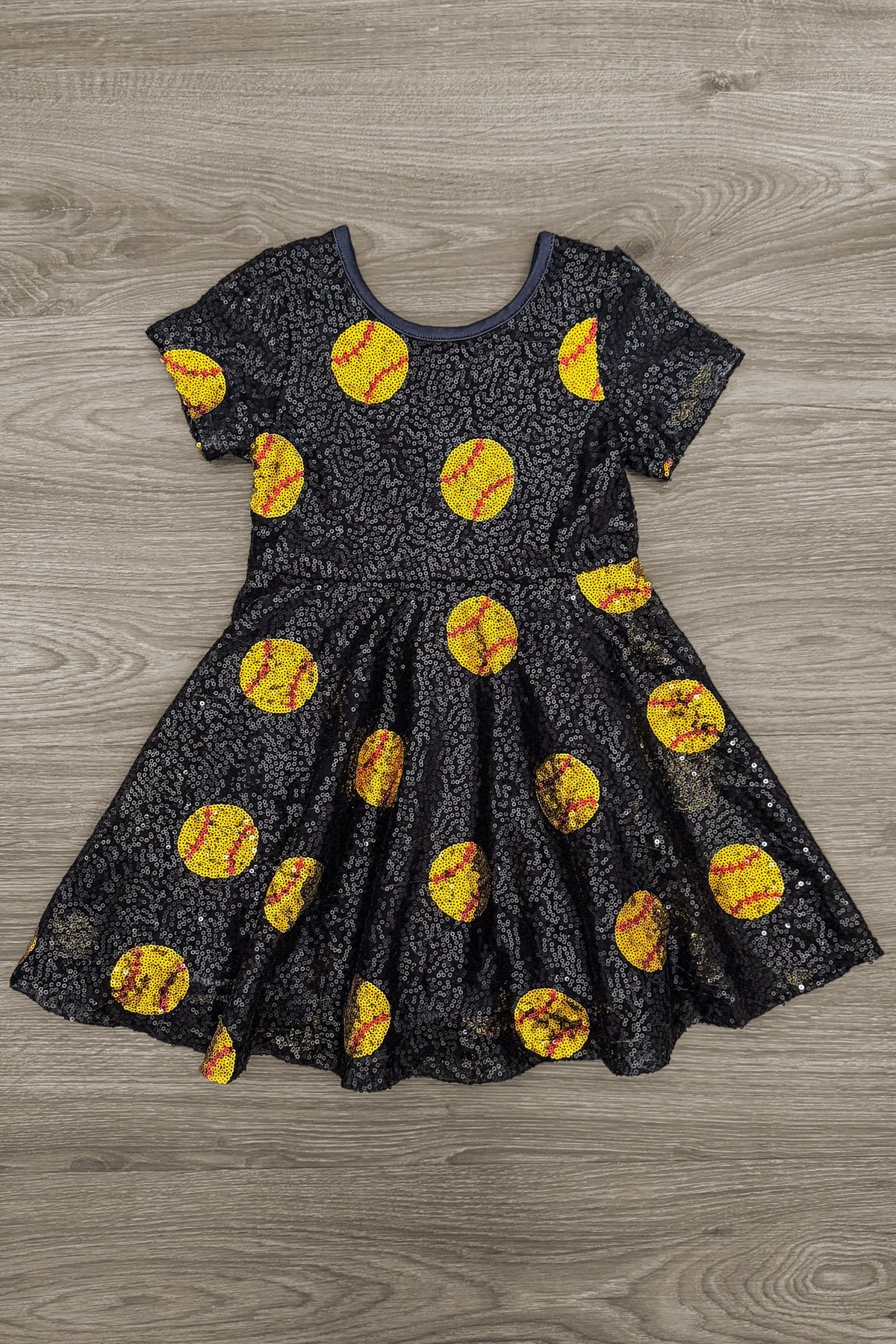 Black Sequin Softball Dress