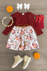 Burgundy Pumpkin Fall Foliage Dress - Sparkle in Pink
