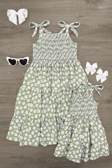 Mom & Me - Green & White Flower Dress