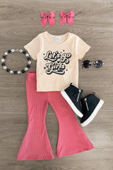 "Let's Go Girls" Pink Bell Bottom Set - Sparkle in Pink