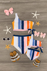 Mom & Me - Striped One Shoulder Bikini - Sparkle in Pink