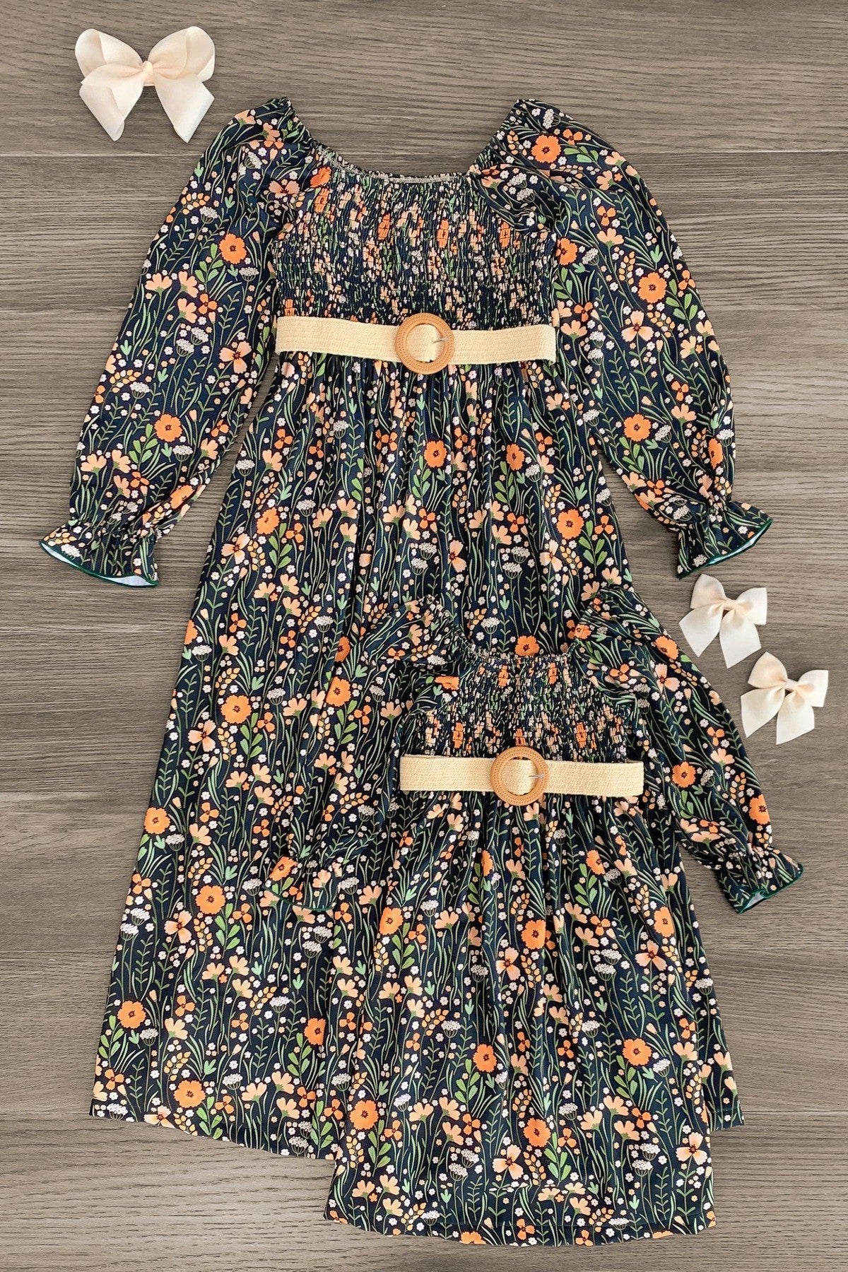 Mom & Me - Green Floral Dress - Sparkle in Pink