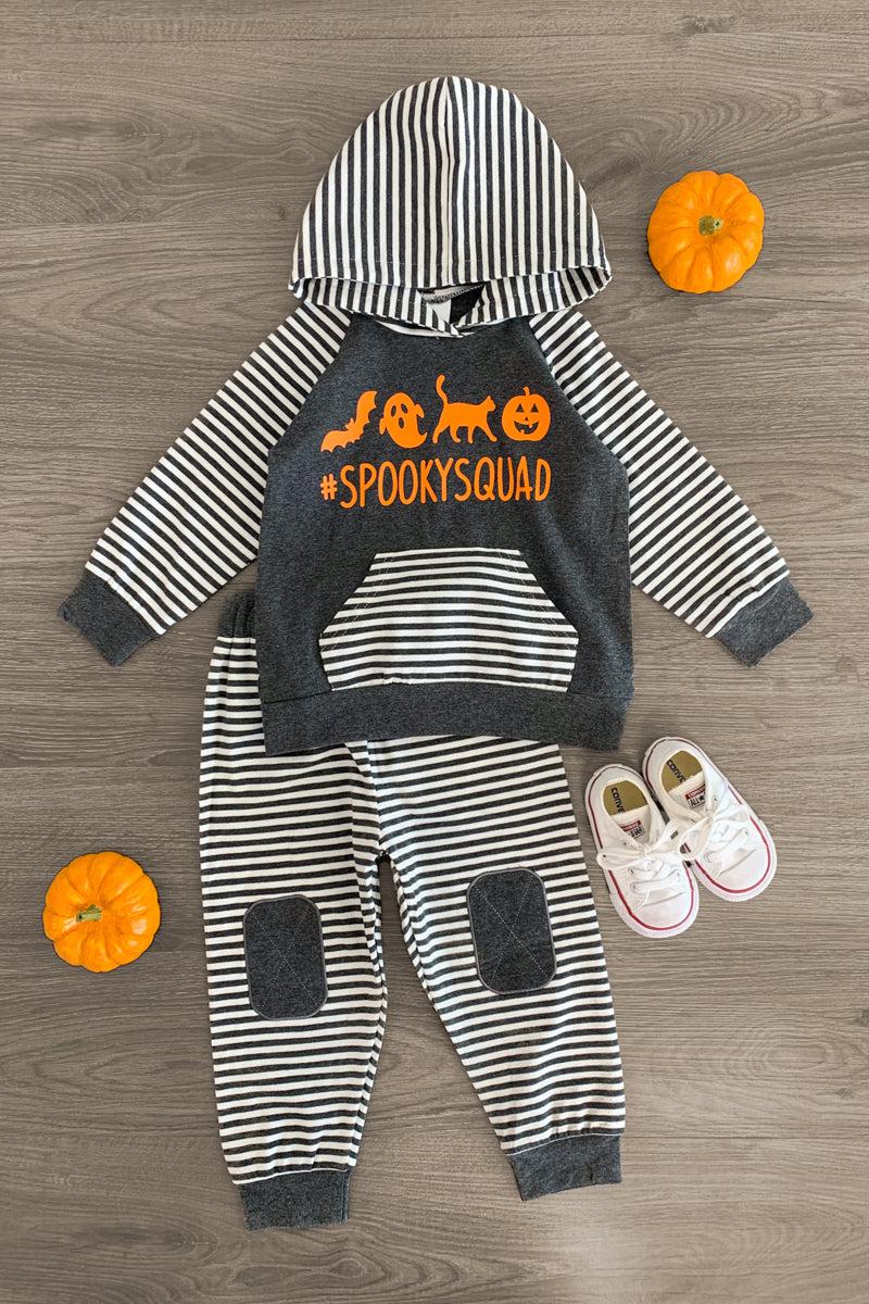 "#SpookySquad" Striped Hoodie Set - Sparkle in Pink