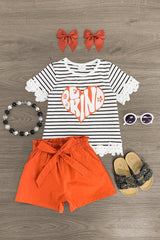 "Be Kind" Orange Striped Short Set - Sparkle in Pink