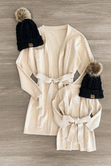 Mom & Me - Cream Cardigan - Sparkle in Pink